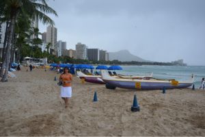 Waikiki Beach im Regen
